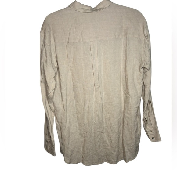 NWT NIA Beige Neutral Oversized Linen Blend Button Down Long Sleeve Top Size Med - Picture 5 of 10
